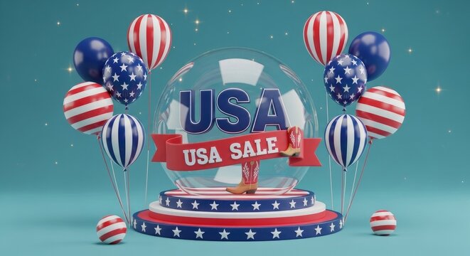 Festive independence day usa celebration patriotic usa sale with balloons stars