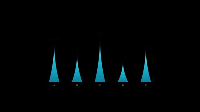 Five stylized light blue triangles on a black background, perfect for geometric design elements or abstract backgrounds in graphic design projects.