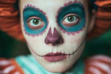 Obraz premium Girl with painted face celebrates culture at outdoor festival