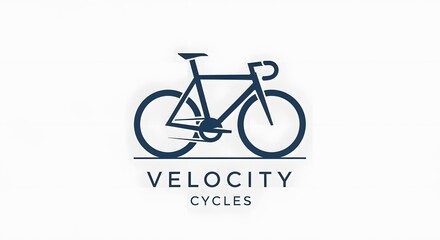 Fototapeta premium Stylized Bicycle Logo in Dark Blue with Velocity Cycles Text