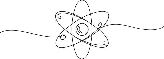 Atom molecule one continuous line design. Decorative elements drawn. one line Icon drawing © MofajjolHossen
