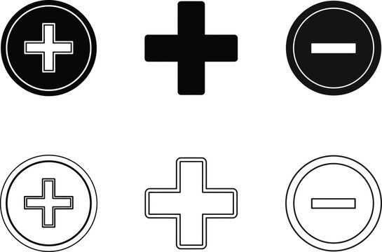 Plus Minus Signs Icons Vector