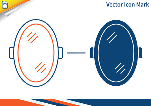 Oval mirror icon set featuring reflection and glass detail.