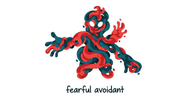 Emotional, fearful avoidant, anxiety, psychology, mental health vector illustration