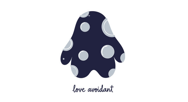 Polka dot ghost, love avoidant, cute illustration, vector icon