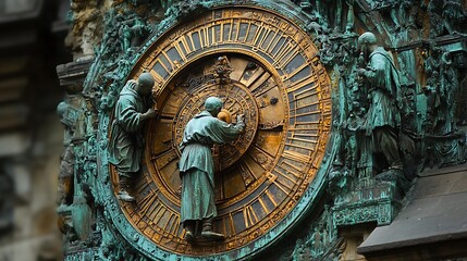 Fototapeta premium Ornate clock face with figures detail