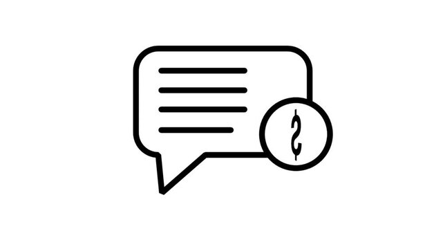 Medical Financial Communication Line Motion Icon. Animated speech bubble with a coin representing medical billing discussions, healthcare costs, and financial consulting.