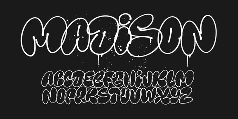 Graffiti bubble letters alphabet set hand drawn street font collection urban style typography for t shirt design print posters © rosovskyi