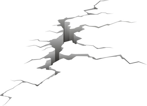 Ground breaking showing separation and deep crack