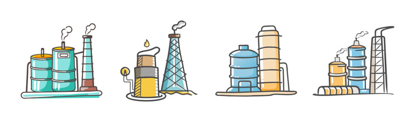 Obraz premium Industrial oil refinery tower, a symbol of energy production and manufacturing.