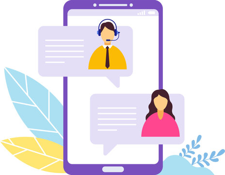 Mobile phone showing live chat customer support