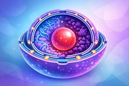 Nucleus Internal Structure Scientific Illustration with Chromatin and Nucleolus
