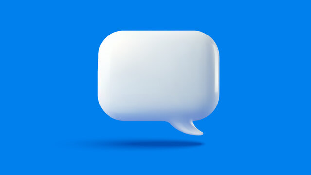 3D quote bubble. Realistic message box for review, ad, notice, chat UI, banner concept. Minimal glossy style. Vector illustration.