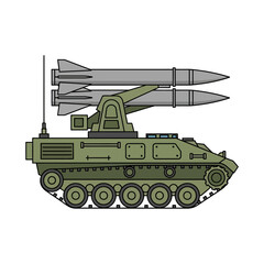 Fototapeta premium Military Missile Launcher Vehicle on Tracks - Defense System Illustration