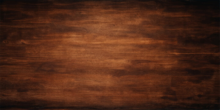 Old grunge wood texture background featuring a dark brown natural grain pattern on an aged oak timber plank surface