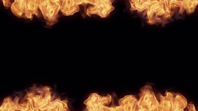 Burning Fire Flames On Alpha Background Channel Looped