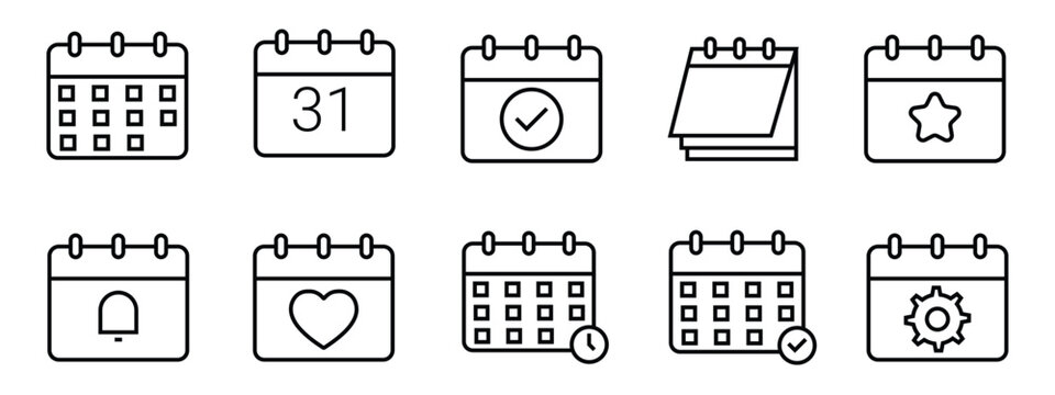 calendar editable line icon collection