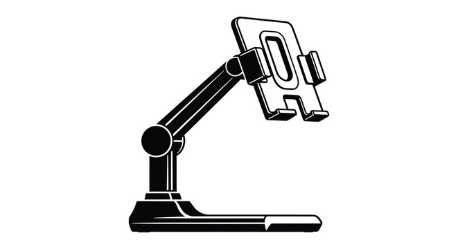 Black phone holder stand design adjustable and modern in a striking silhouette