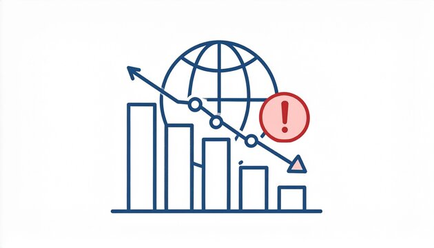 Global Market Decline Chart With World Map Data