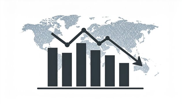 Global Market Decline Chart With World Map Data