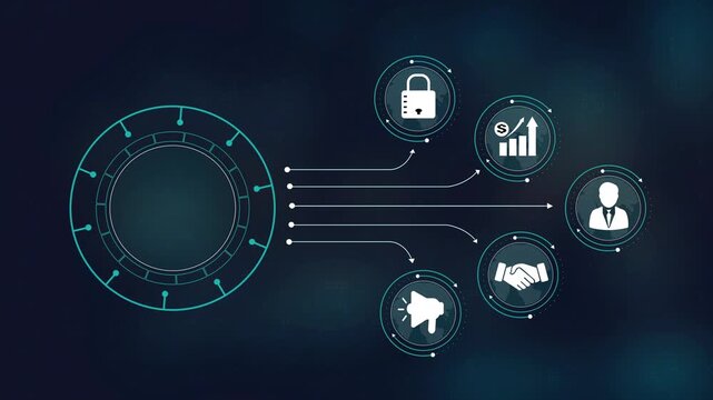 Digital business strategy and corporate growth network, secure financial planning with marketing solutions, professional partnership and leadership connectivity.