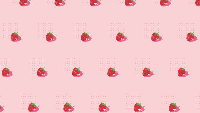 おしゃれでかわいいイチゴのパターン　苺のシームレスな背景装飾イラスト