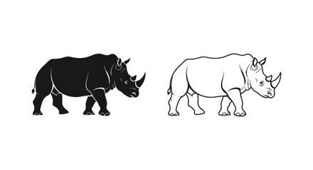 Fototapeta premium Black and White Rhino Comparison Guide Vector