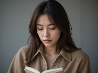 Naklejka premium 読書する女性のポートレート