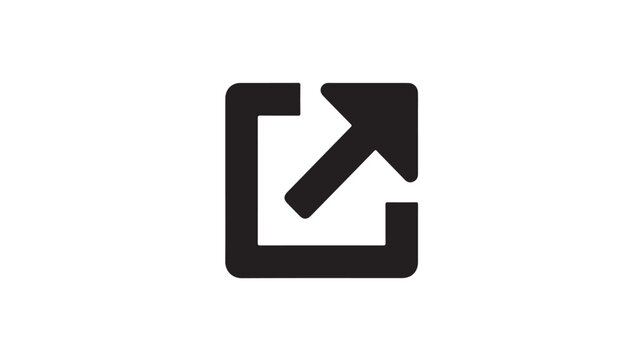Symbol of an outgoing arrow within a square, representing an external link or action, often used in web design and user interfaces