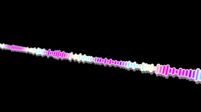 Neon Rainbow Audio Spectrum Waveform on Dark Futuristic Grid Background