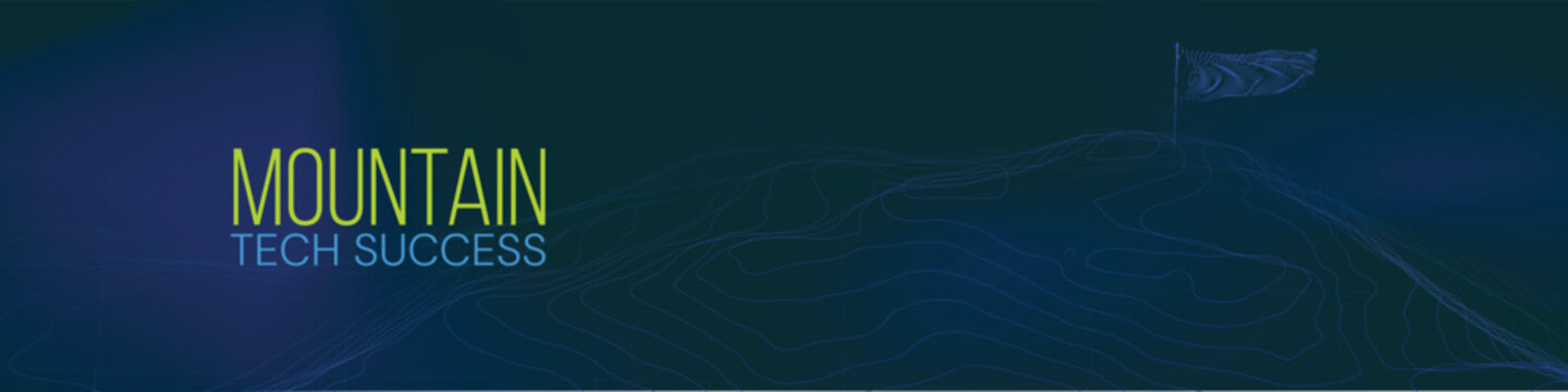 Futuristic gradient scene centered on tech success mountain idea