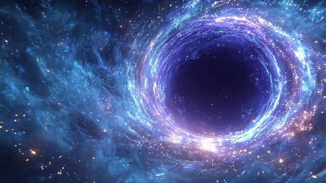 A stunning digital artwork depicting a swirling black hole, evokes a sense of mystery and infinite possibility, perfect for science articles or futuri