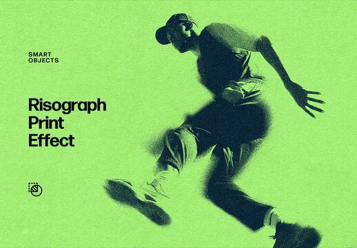 Risography Print Photo Effect Mockup