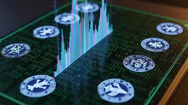 Cryptocurrency Coins on Transparent Glass Surface.