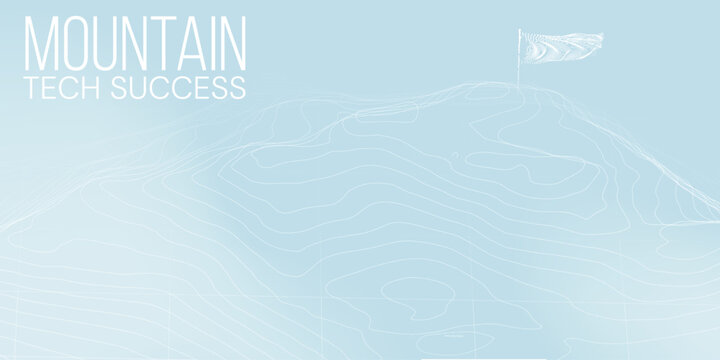 Soft gradient illustration with tech success mountain and glowing dots