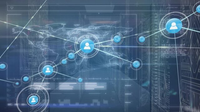 Animation network emphasizes security with a global digital interface concept.