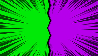 Green purple explosion versus cartoon modern pop art background © iPood