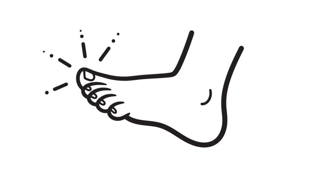 Foot toe pain icon with radiating lines indicating discomfort and injury, representing hurt and medical issues