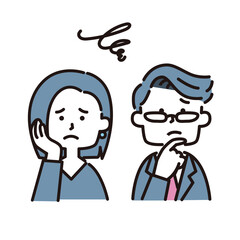 Fototapeta premium 疑問符を浮かべる男女