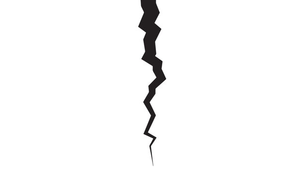 Crack graphic element with sharp jagged edges, symbolizing breakage and division on a white background.