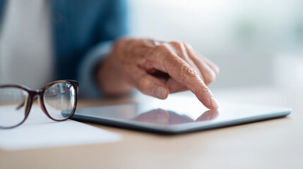 Fototapeta premium Senior person using digital tablet device