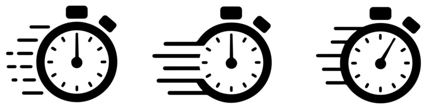 fast time clock icons speed timer set