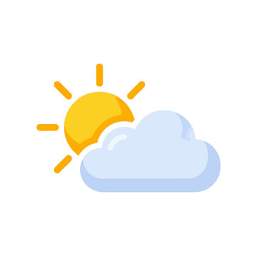 Sun and cloud illustration weather icon on white background