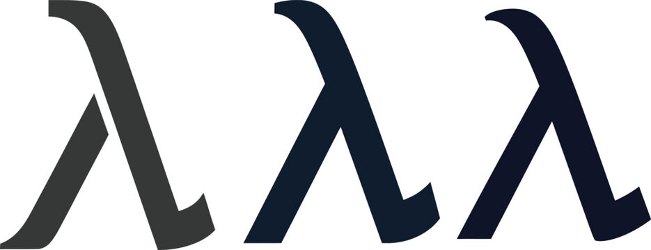 Three variations of the greek letter lambda presented as minimalist modern graphic design icons