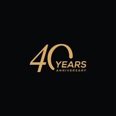 Fototapeta premium 40 Years Anniversary logo design, Serif font with golden color for luxury elegant logo concept