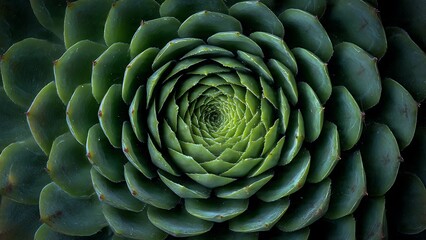 Obraz premium Symmetrical succulent rosette macro green plant geometric pattern background