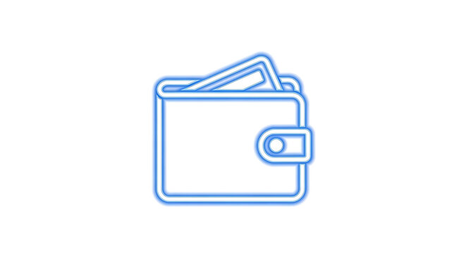 Abstract digital wallet icon with glow isolated fintech concept