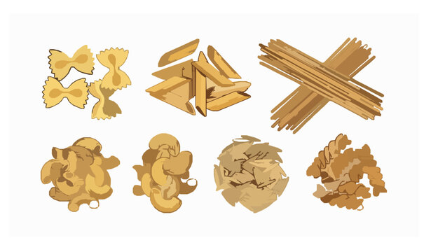 Minimal Pasta Icons Set Italian Food Vector Illustration