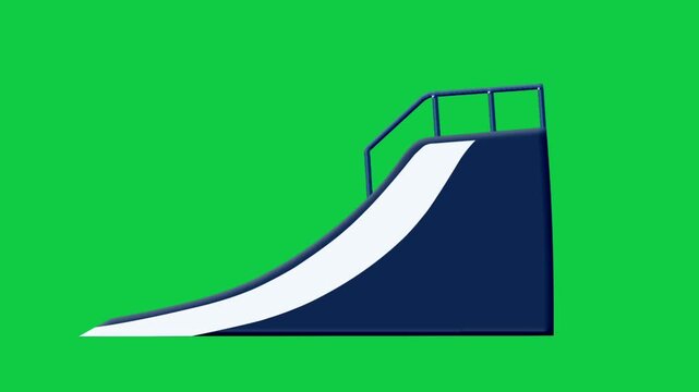 2D Animated Skate Ramp with Smooth Curve Structure for Extreme Sport Concept