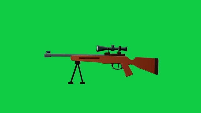 2D Animated Biathlon Rifle with Stand and Scope for Winter Shooting Sport